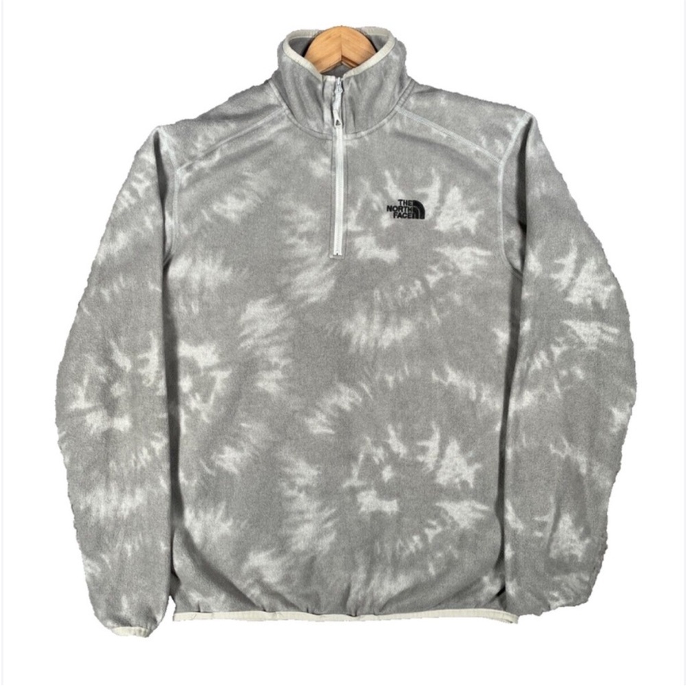 The North Face Gray and White Tie-Dye Fleece Jacket